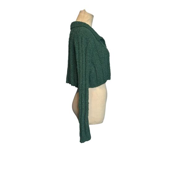 Double Zero green knit long sleeves crop sweater size Medium - Picture 7 of 10
